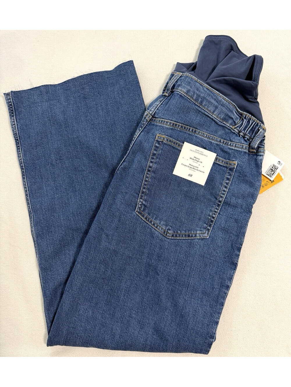 H&M MAMA Women's L Maternity Wide Leg High Rib Jeans Blue NWT